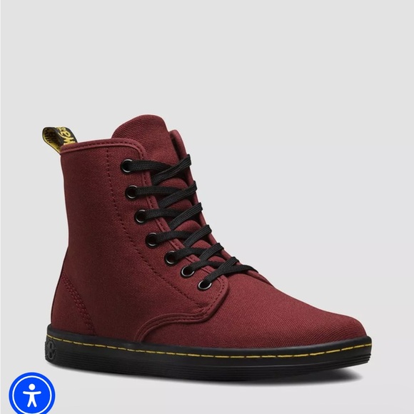 Dr. Martens Shoreditch Canvas Cherry Red Boots 7 - Picture 1 of 7